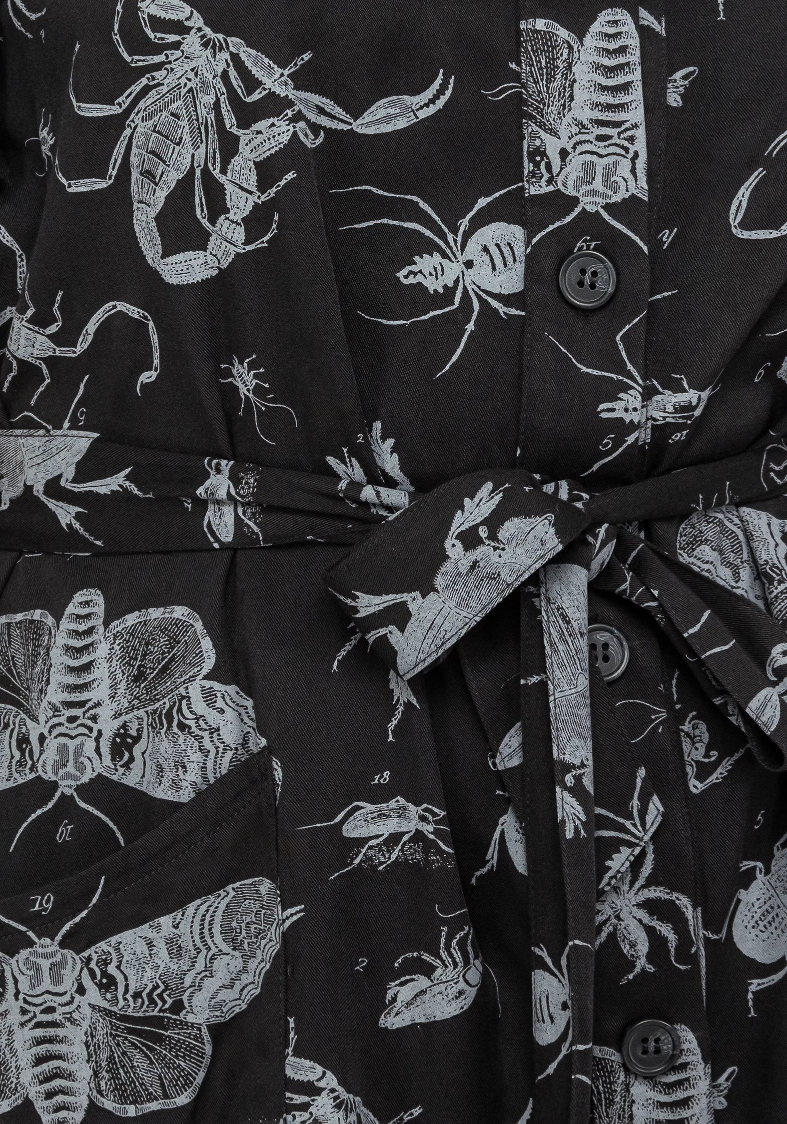 Parasite Bugs Short Sleeve Mini Shirt Dress - Black - Image 3