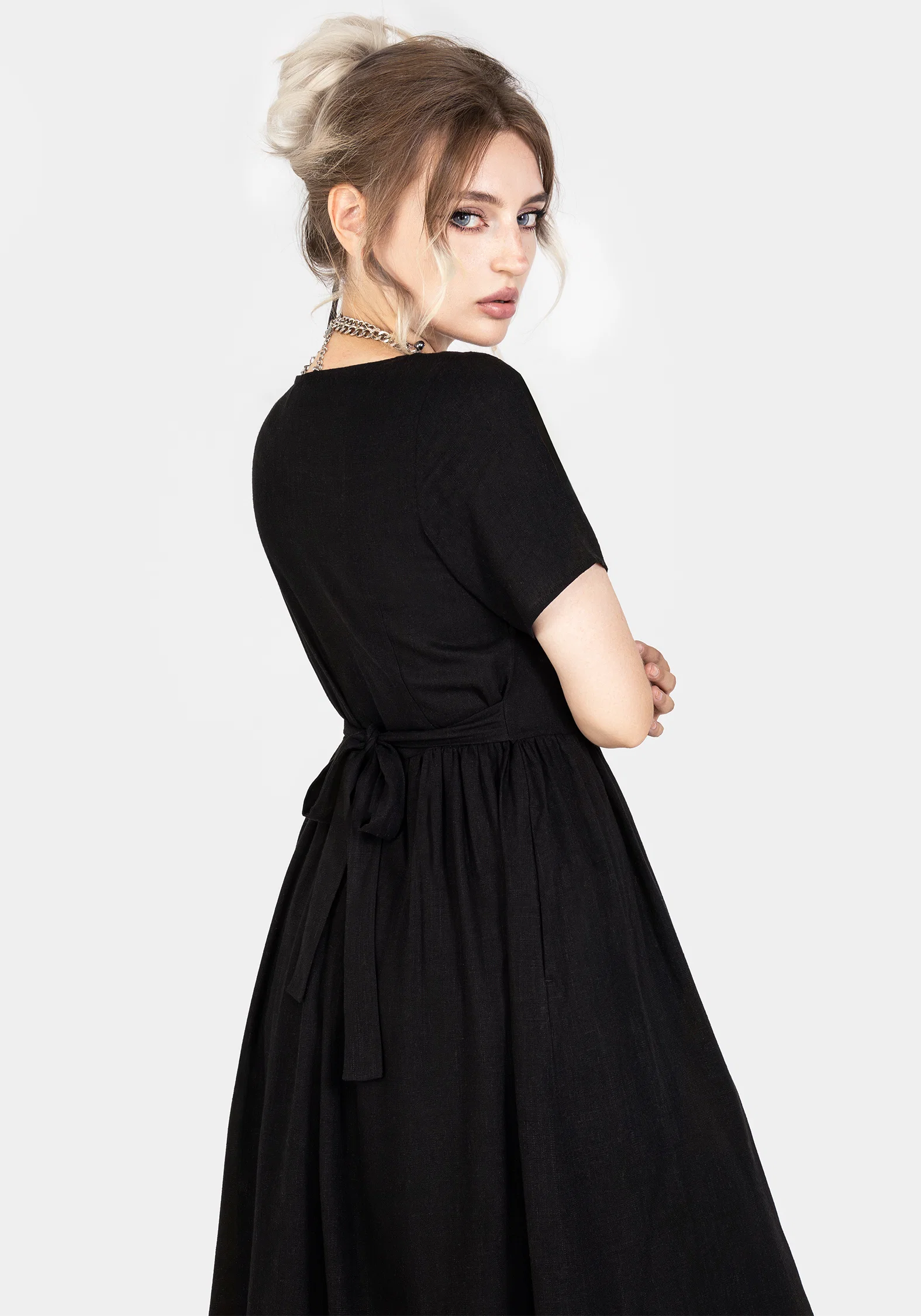 Rowan Linen Button Up Midi Dress - Image 9