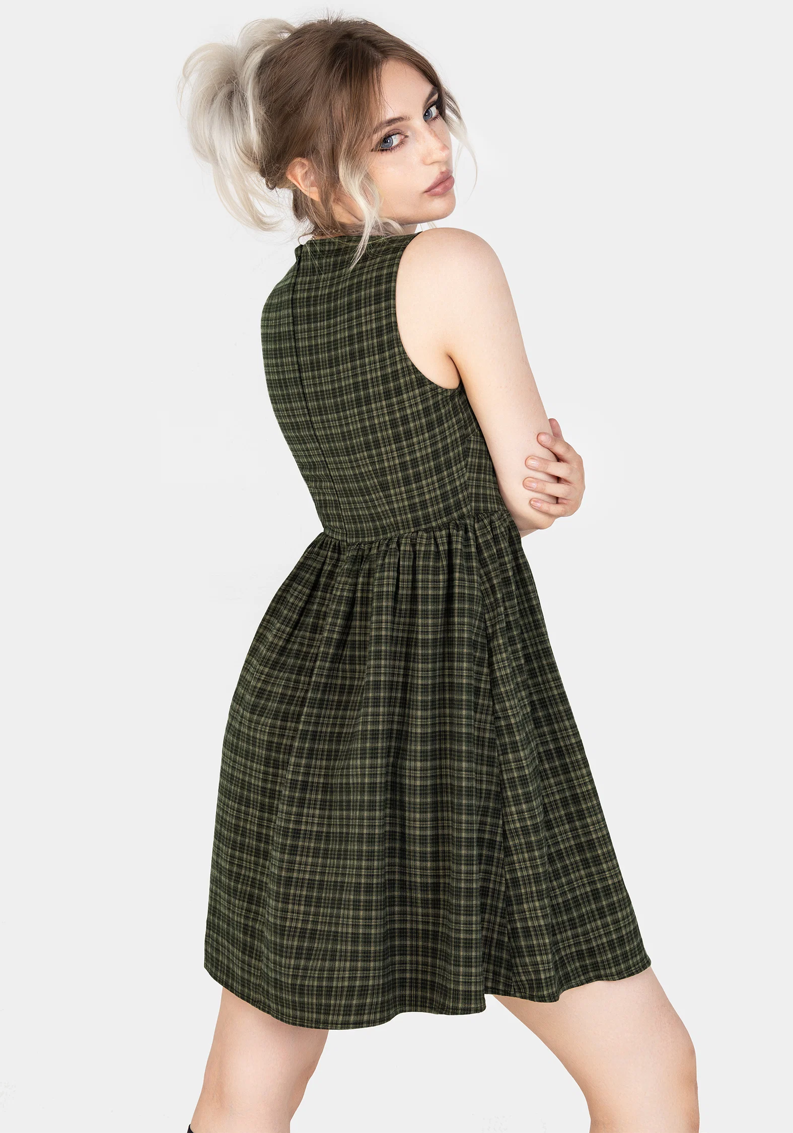 Sabine Check Mini Skater Dress - Image 4